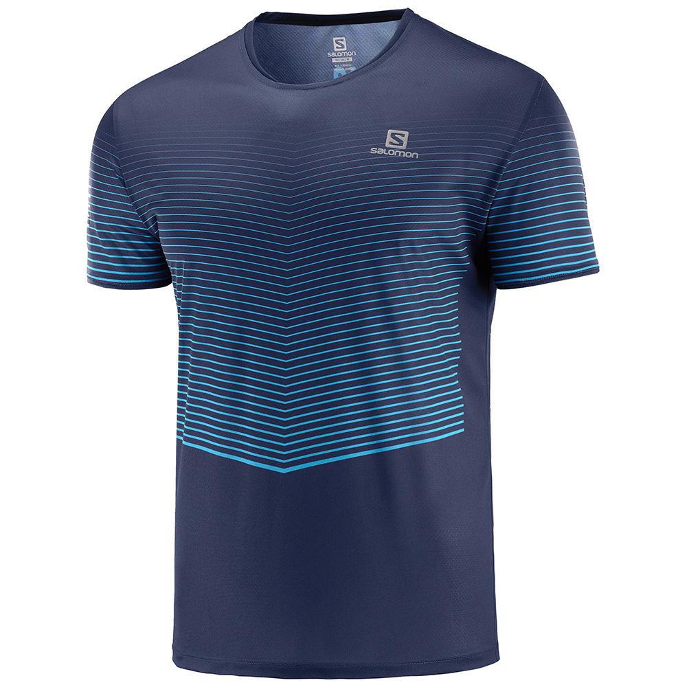 Salomon Singapore Mens T-shirts - SENSE M Navy | 18379-AYDI